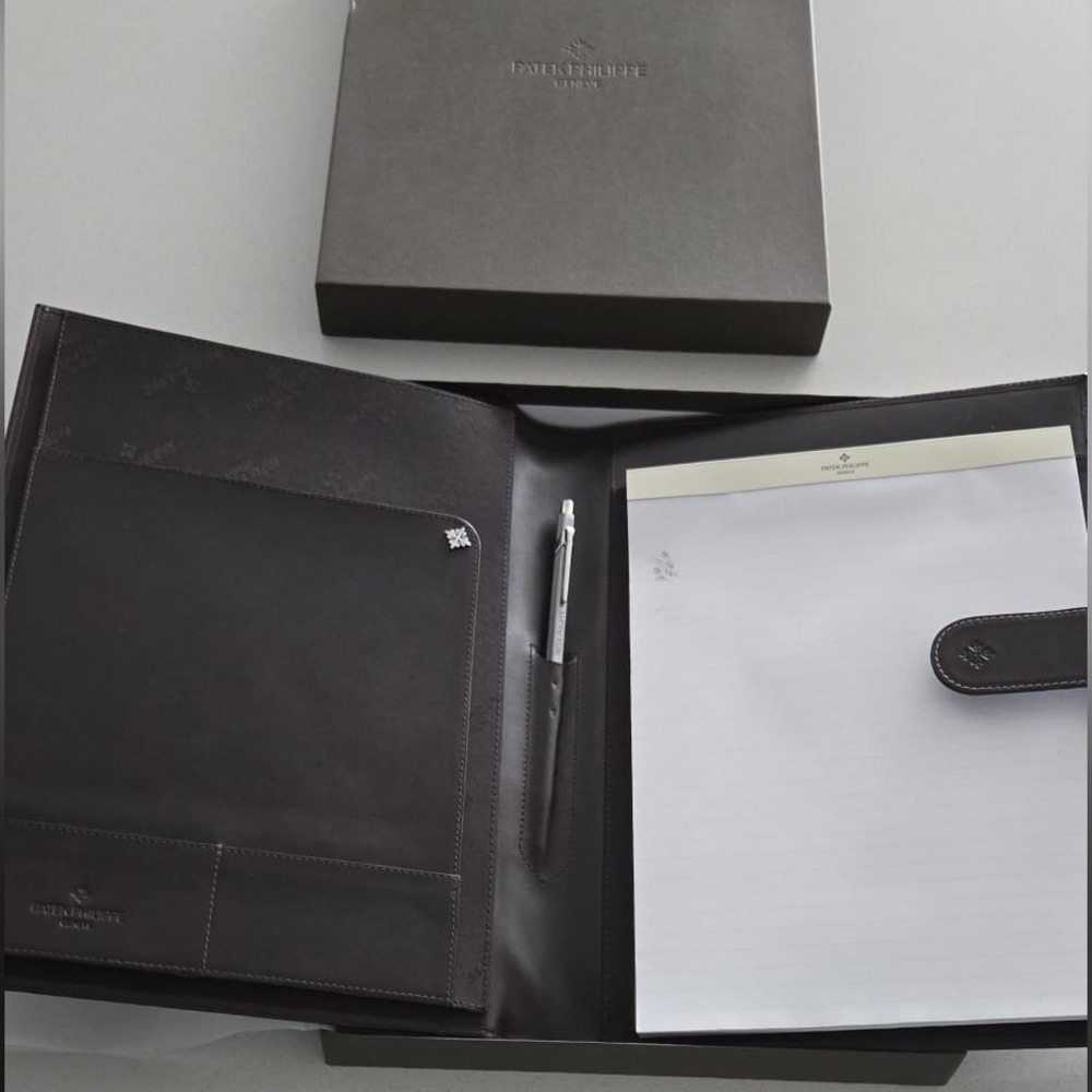 Patek Philippe Brown Leather Notebook Cover Organizer